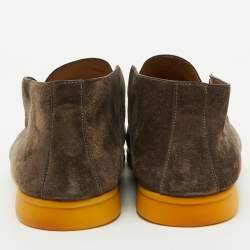 Loro Piana Dark Grey Suede Open Walk Ankle Boots Size 44.5