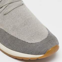Pre Owned Loro Piana Grey Knit Fabric and Leather 360 LP Flexy Walk Low Top Sneakers Size 46