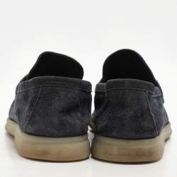 Pre Owned Loro Piana Navy Blue Suede Summer Charms Walk Loafers Size 38