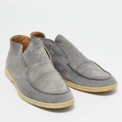 Loro Piana Grey Suede Summer Walk Loafers Size 42.5