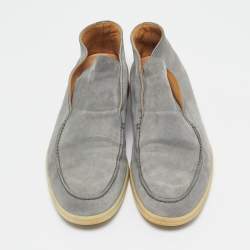 Loro Piana Grey Suede Summer Walk Loafers Size 42.5