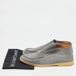 Loro Piana Grey Suede Summer Walk Loafers Size 42.5