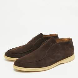 Loro Piana Brown Suede Open Walk Ankle Length Boots Size 44