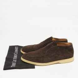 Loro Piana Brown Suede Open Walk Ankle Length Boots Size 44