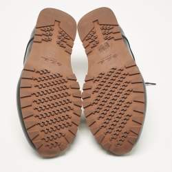 Pre Owned Loro Piana Dark Blue Leather Lace Up Sneakers Size 45.5