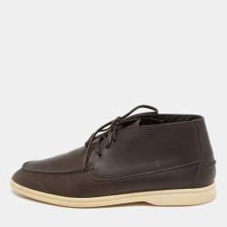 Loro Piana Dark Brown Leather Open Walk Ankle Length Boots Size 43.5