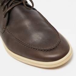 Loro Piana Dark Brown Leather Open Walk Ankle Length Boots Size 43.5