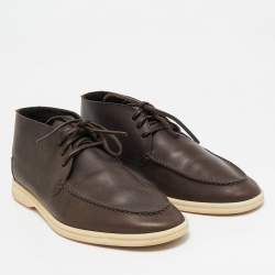 Loro Piana Dark Brown Leather Open Walk Ankle Length Boots Size 43.5