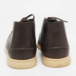 Loro Piana Dark Brown Leather Open Walk Ankle Length Boots Size 43.5