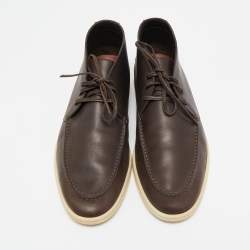 Loro Piana Dark Brown Leather Open Walk Ankle Length Boots Size 43.5