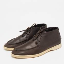 Loro Piana Dark Brown Leather Open Walk Ankle Length Boots Size 43.5
