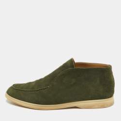 Loro Piana Green Suede Open Walk Ankle Boots Size 43.5
