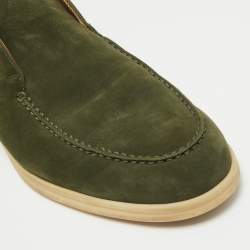 Loro Piana Green Suede Open Walk Ankle Boots Size 43.5