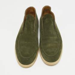 Loro Piana Green Suede Open Walk Ankle Boots Size 43.5