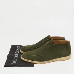 Loro Piana Green Suede Open Walk Ankle Boots Size 43.5
