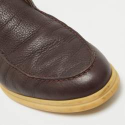 Loro Piana Burgundy Leather Open Walk Ankle Boots Size 43.5