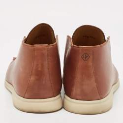 Loro Piana Brown Leather Open Walk Ankle Boots Size 44