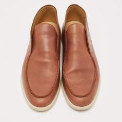 Loro Piana Brown Leather Open Walk Ankle Boots Size 44