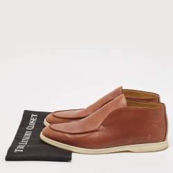 Loro Piana Brown Leather Open Walk Ankle Boots Size 44