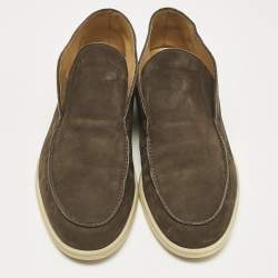 Loro Piana Dark Brown Nubuck Open Walk Ankle Boots Size 43.5