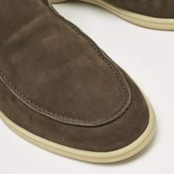 Loro Piana Dark Brown Nubuck Open Walk Ankle Boots Size 43.5