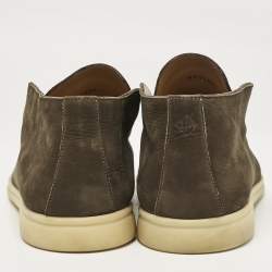 Loro Piana Dark Brown Nubuck Open Walk Ankle Boots Size 43.5