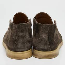 Pre Owned Loro Piana Brown Suede Open Walk Ankle Length Boots Size 43.5