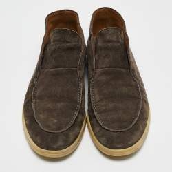 Pre Owned Loro Piana Brown Suede Open Walk Ankle Length Boots Size 43.5