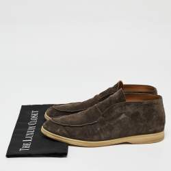 Pre Owned Loro Piana Brown Suede Open Walk Ankle Length Boots Size 43.5