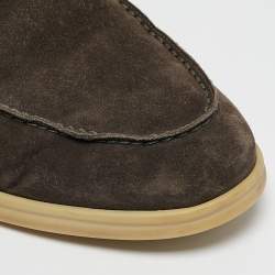 Pre Owned Loro Piana Brown Suede Open Walk Ankle Length Boots Size 43.5