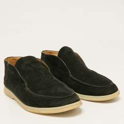 Loro Piana Black Suede Open Walk Ankle Boots Size 43