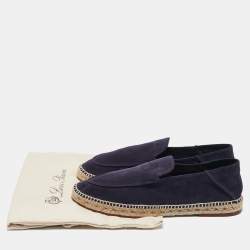 Loro Piana Dark Purple Suede Seaside Walk Espadrilles Size 45