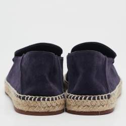 Loro Piana Dark Purple Suede Seaside Walk Espadrilles Size 45