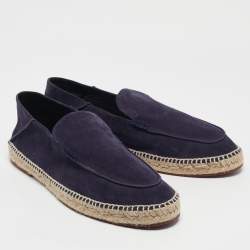 Loro Piana Dark Purple Suede Seaside Walk Espadrilles Size 45