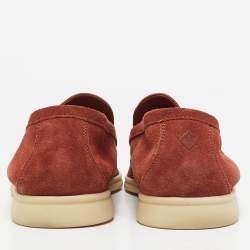 Loro Piana Dark Orange Suede Summer Walk Loafers Size 39
