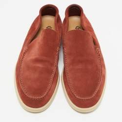 Loro Piana Dark Orange Suede Summer Walk Loafers Size 39