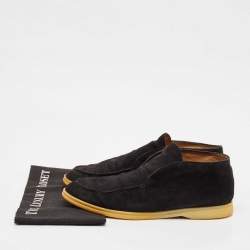 Loro Piana Black Suede Open Walk Ankle Boots Size 43
