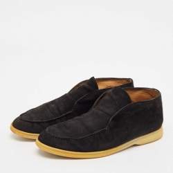 Loro Piana Black Suede Open Walk Ankle Boots Size 43