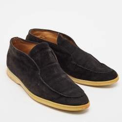 Loro Piana Black Suede Open Walk Ankle Boots Size 43