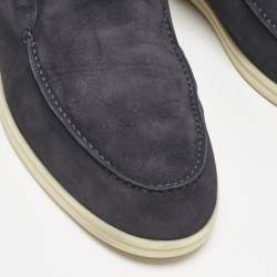 Pre Owned Loro Piana Navy Blue Suede Open Walk Ankle Length Boots Size 44