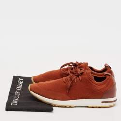 Loro Piana Brown Knit Fabric 360 Flexy Walker Low Top Sneakers Size 43