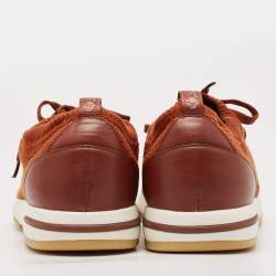 Loro Piana Brown Knit Fabric 360 Flexy Walker Low Top Sneakers Size 43