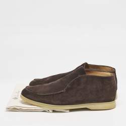 Pre Owned Loro Piana Brown Suede Open Walk Ankle Boots Size 42