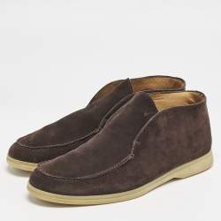 Pre Owned Loro Piana Brown Suede Open Walk Ankle Boots Size 42