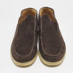Pre Owned Loro Piana Brown Suede Open Walk Ankle Boots Size 42