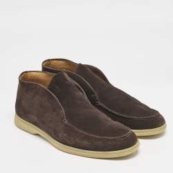 Pre Owned Loro Piana Brown Suede Open Walk Ankle Boots Size 42