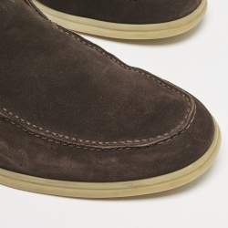 Pre Owned Loro Piana Brown Suede Open Walk Ankle Boots Size 42