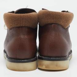 Loro Piana Brown Fabric and Leather Hiking Boots Size 40