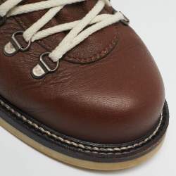 Loro Piana Brown Fabric and Leather Hiking Boots Size 40