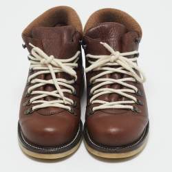 Loro Piana Brown Fabric and Leather Hiking Boots Size 40